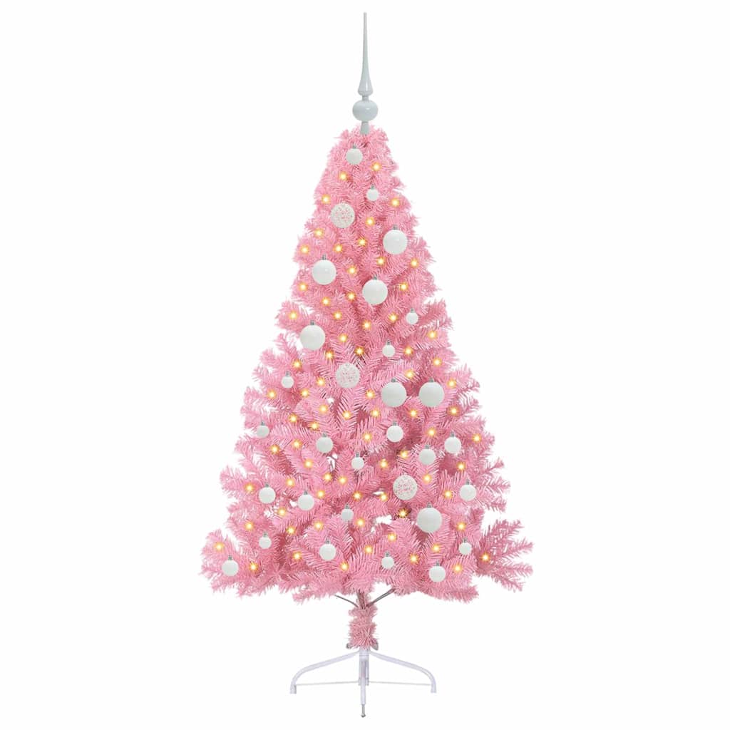 Albero di Natale artificiale con luci integrate Rosa 120 cm PVC | homemem39