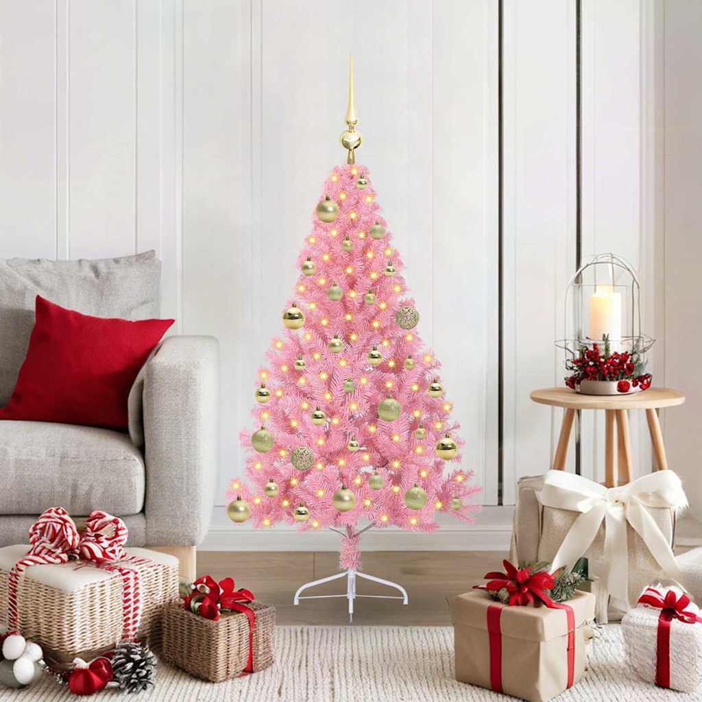 Albero di Natale artificiale con luci integrate Rosa 120 cm PVC | homemem39