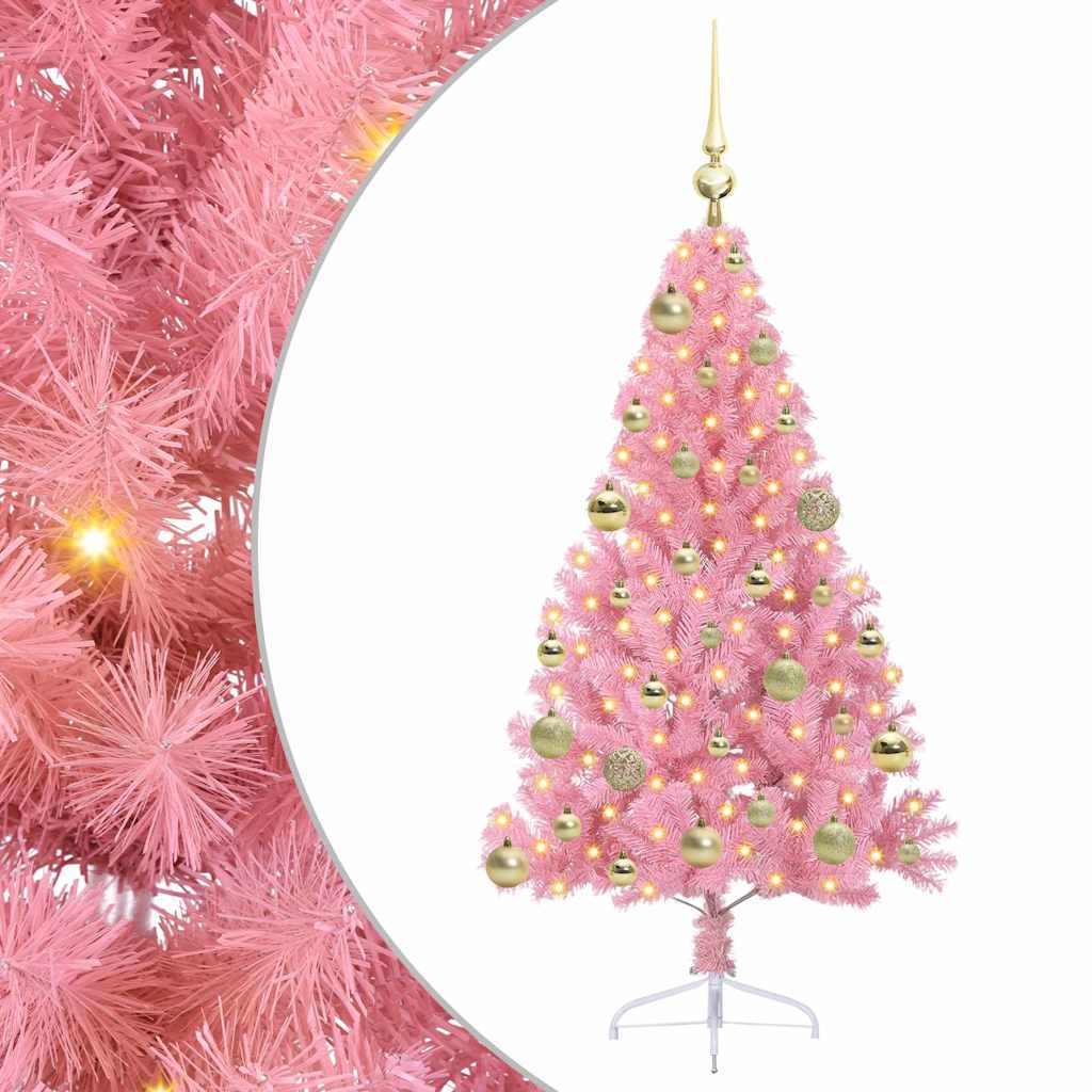 Albero di Natale artificiale con luci integrate Rosa 120 cm PVC | homemem39