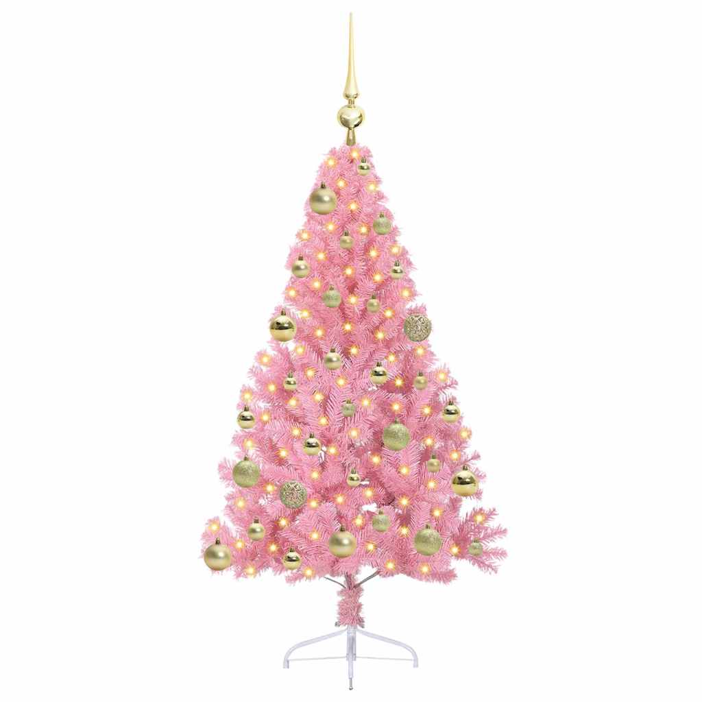Albero di Natale artificiale con luci integrate Rosa 120 cm PVC | homemem39
