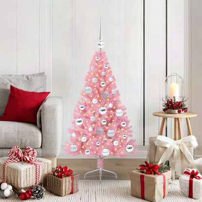 Albero di Natale artificiale con luci integrate Rosa 120 cm PVC | homemem39