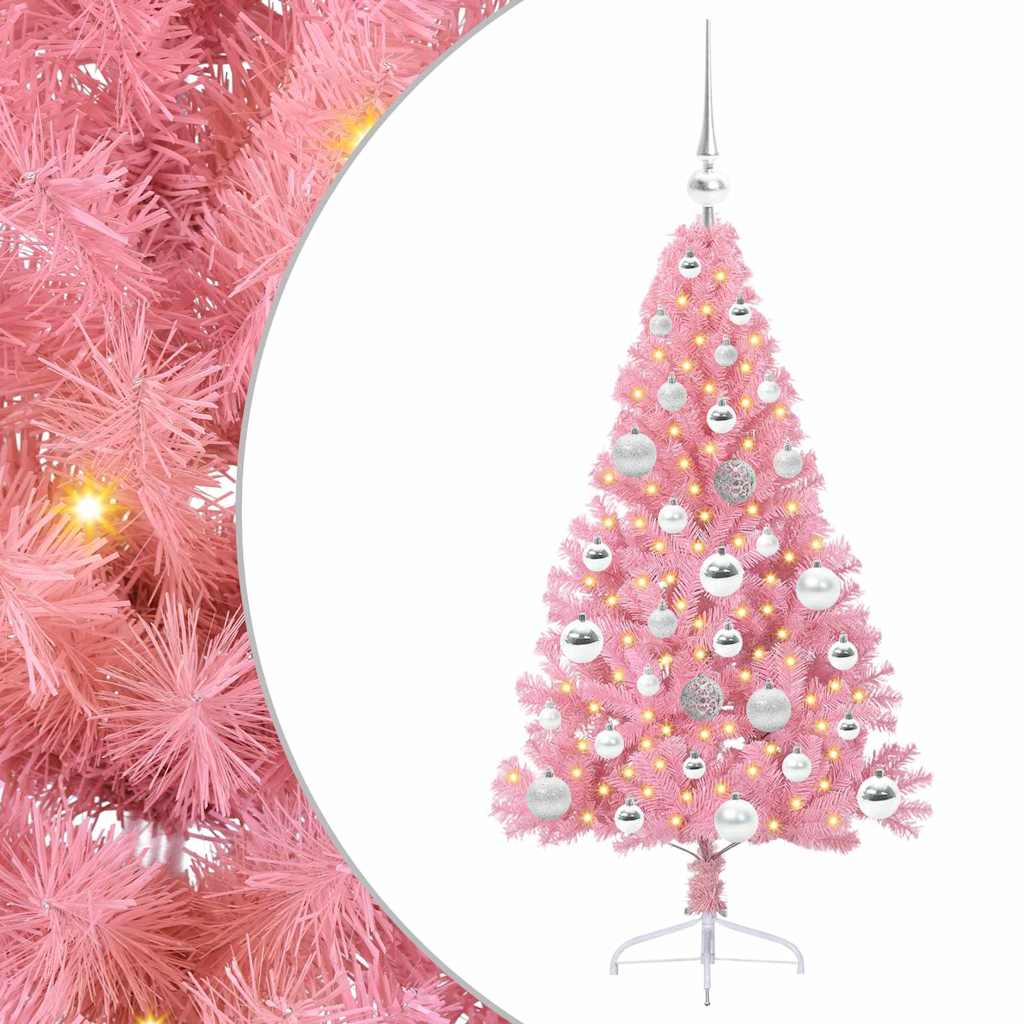 Albero di Natale artificiale con luci integrate Rosa 120 cm PVC | homemem39