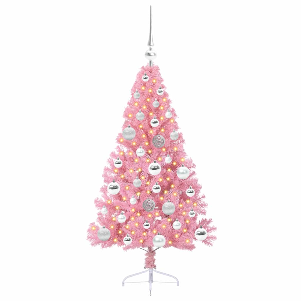 Albero di Natale artificiale con luci integrate Rosa 120 cm PVC | homemem39