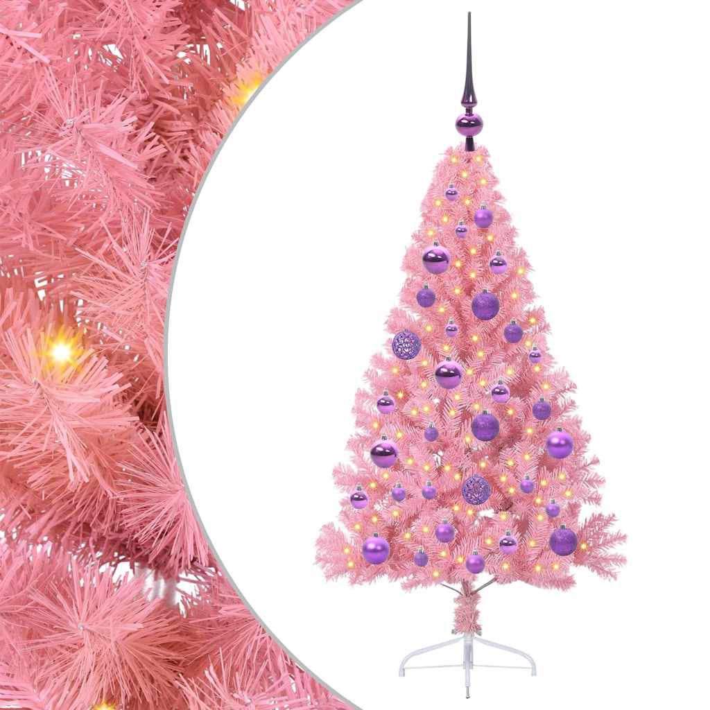 Albero di Natale artificiale con luci integrate Rosa 120 cm PVC | homemem39