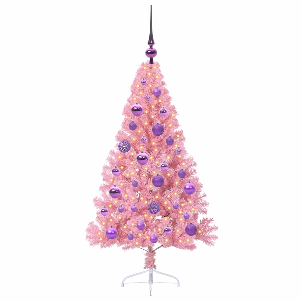 Albero di Natale artificiale con luci integrate Rosa 120 cm PVC | homemem39