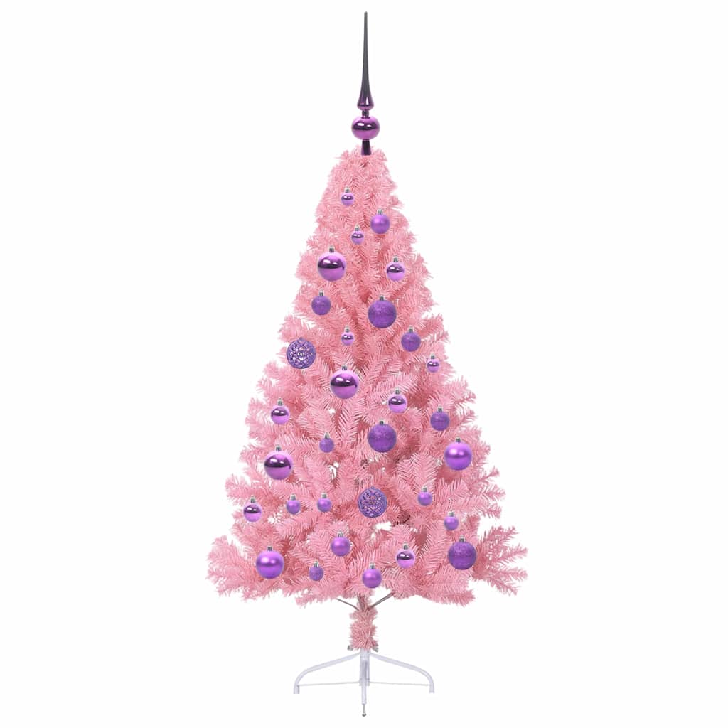 Albero di Natale artificiale con luci integrate Rosa 120 cm PVC | homemem39