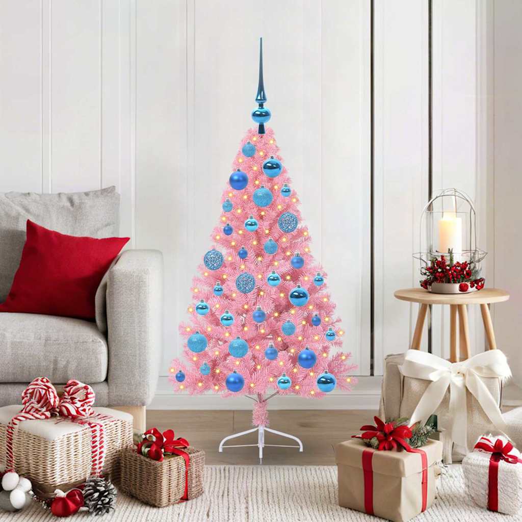 Albero di Natale artificiale con luci integrate Rosa 120 cm PVC | homemem39