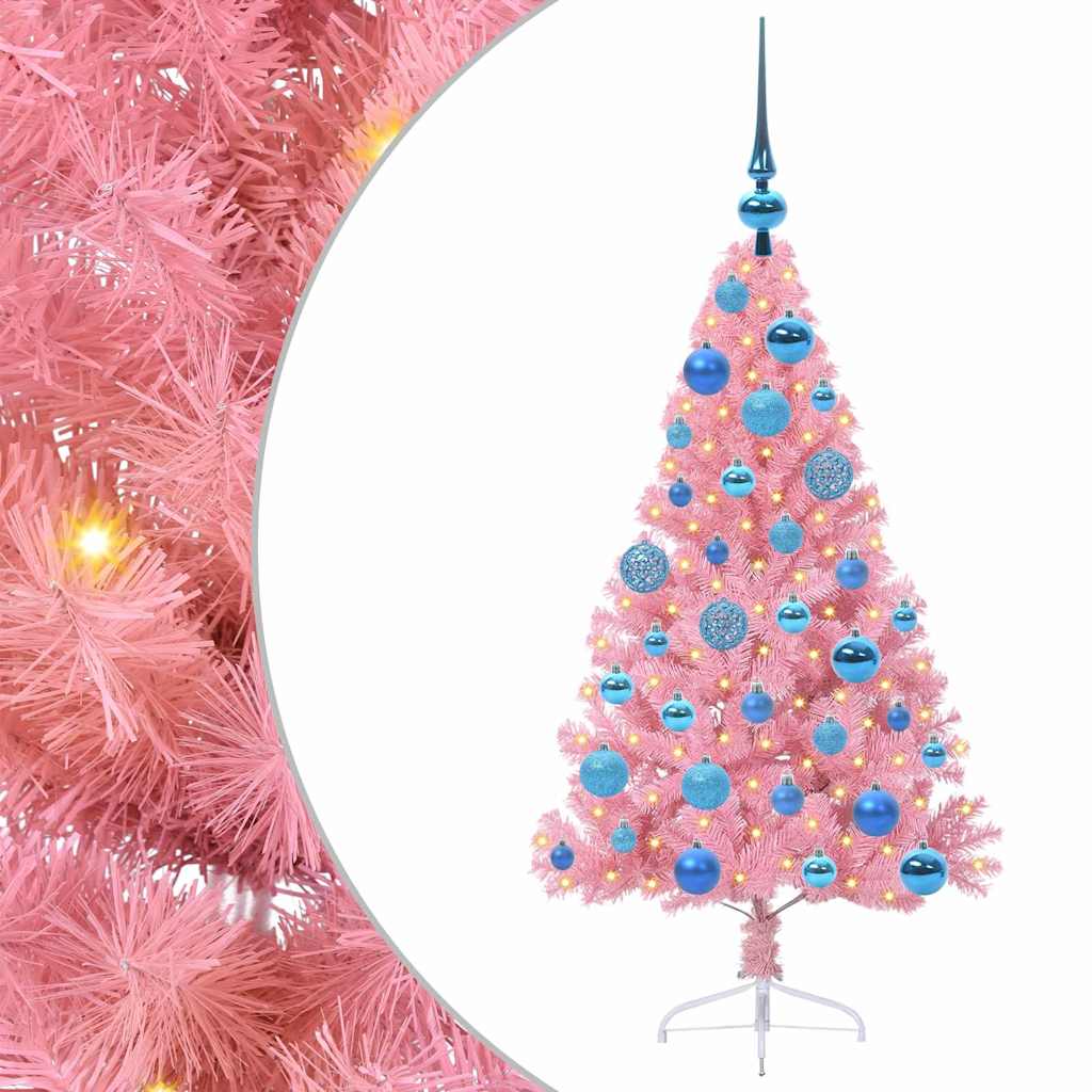 Albero di Natale artificiale con luci integrate Rosa 120 cm PVC | homemem39