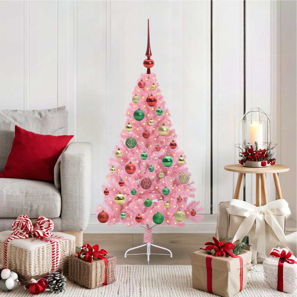 Albero di Natale artificiale con luci integrate Rosa 120 cm PVC | homemem39