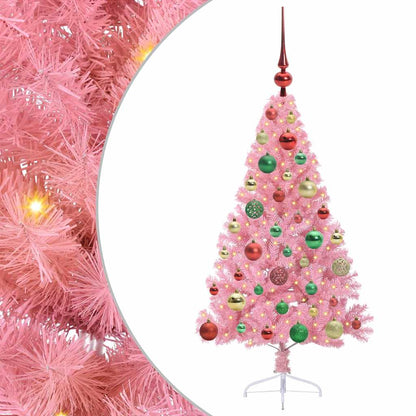 Albero di Natale artificiale con luci integrate Rosa 120 cm PVC | homemem39