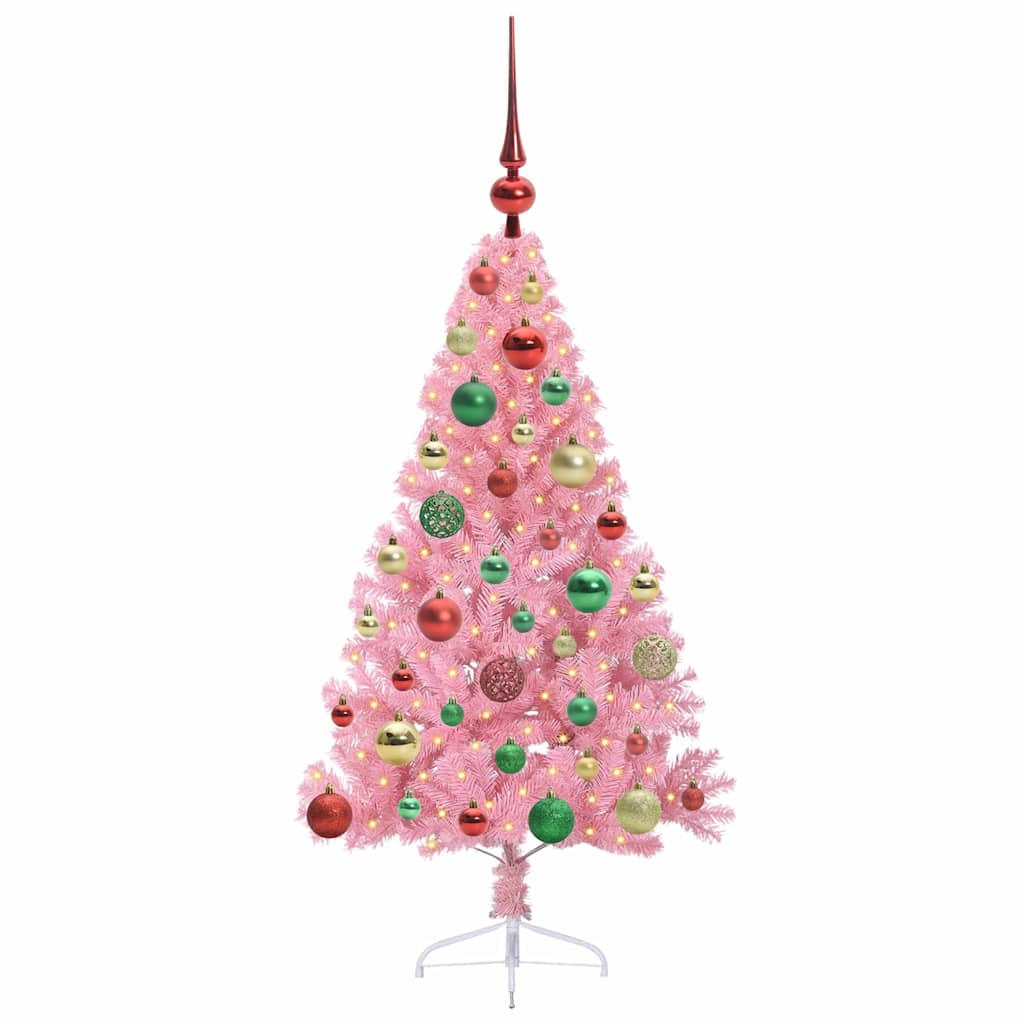 Albero di Natale artificiale con luci integrate Rosa 120 cm PVC | homemem39