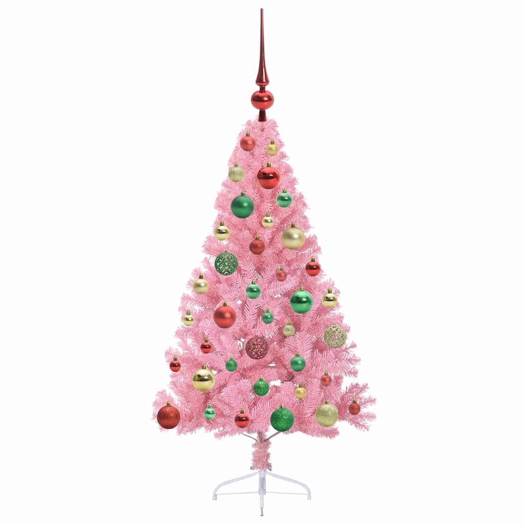 Albero di Natale artificiale con luci integrate Rosa 120 cm PVC | homemem39
