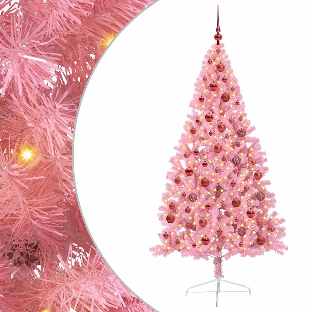 Albero di Natale artificiale con luci integrate Rosa 180 cm PVC | homemem39