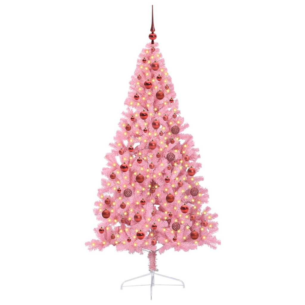 Albero di Natale artificiale con luci integrate Rosa 180 cm PVC | homemem39