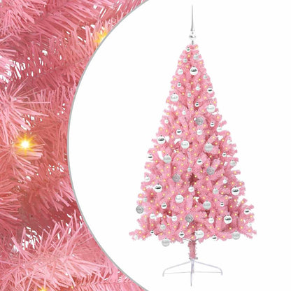 Albero di Natale artificiale con luci integrate Rosa 180 cm PVC
