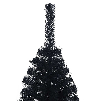 Albero di Natale artificiale con luci integrate Nero 150 cm PVC