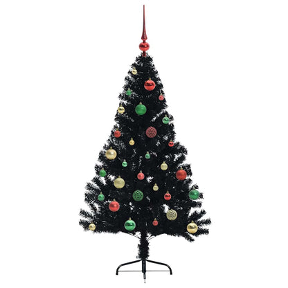 Albero di Natale artificiale con luci integrate Nero 150 cm PVC