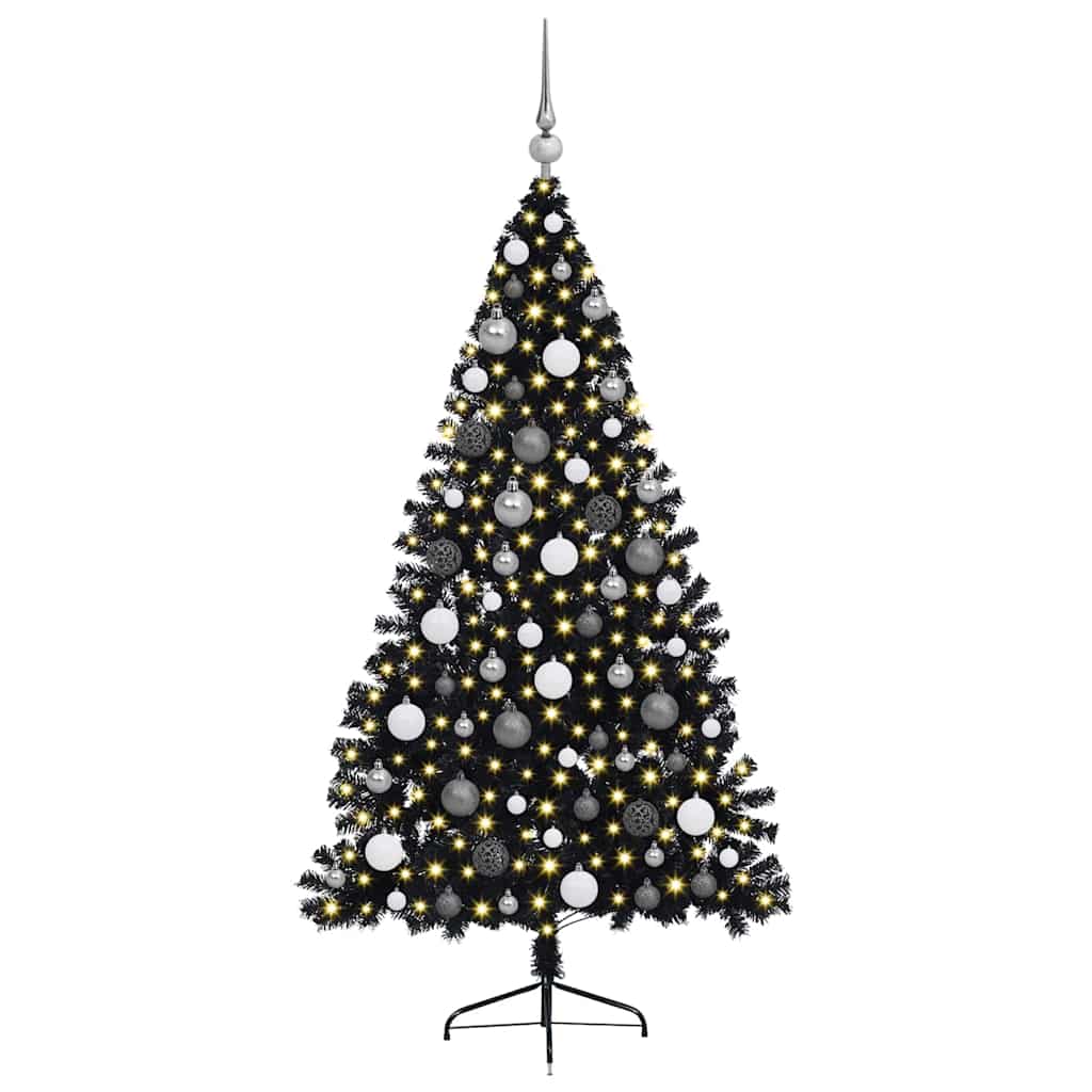 Albero di Natale artificiale con luci integrate Nero 180 cm PVC | homemem39