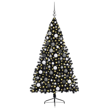 Albero di Natale artificiale con luci integrate Nero 180 cm PVC | homemem39