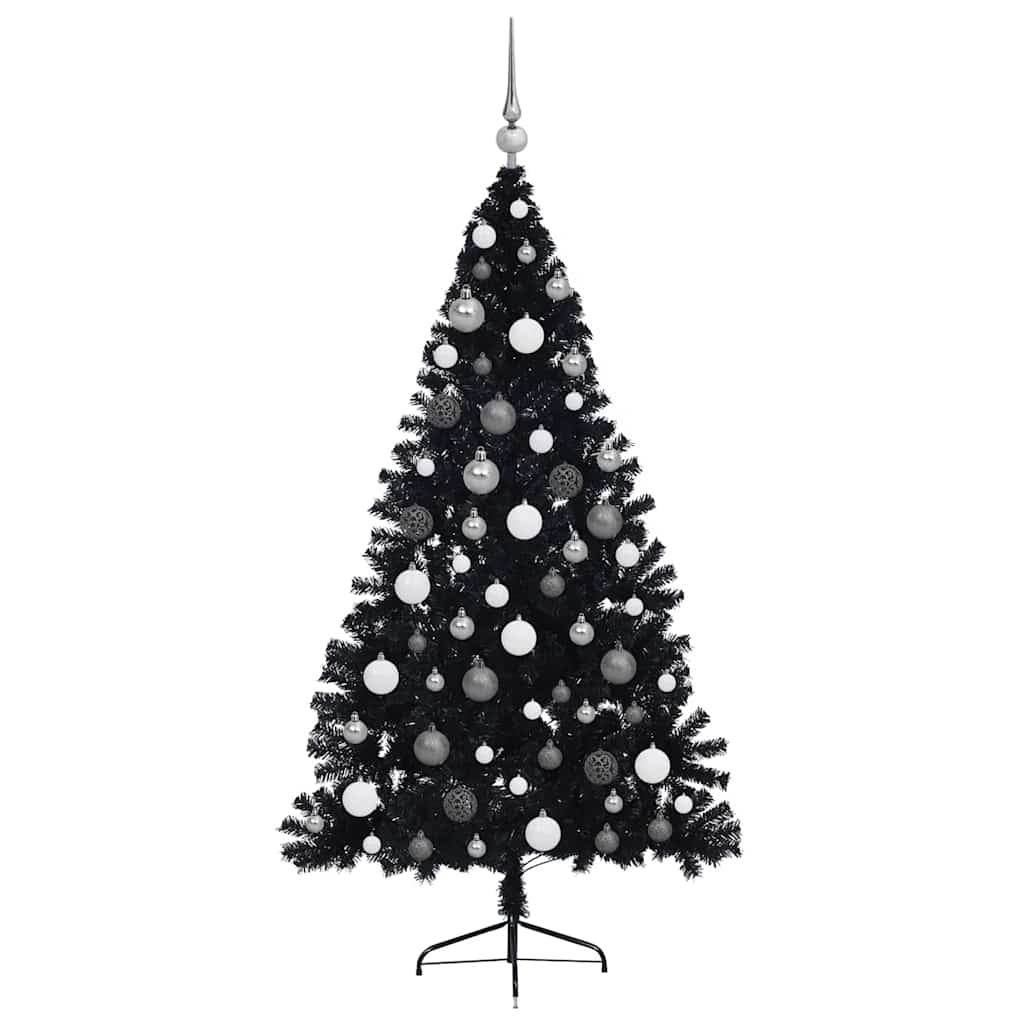 Albero di Natale artificiale con luci integrate Nero 180 cm PVC | homemem39