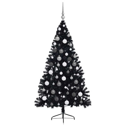 Albero di Natale artificiale con luci integrate Nero 180 cm PVC | homemem39