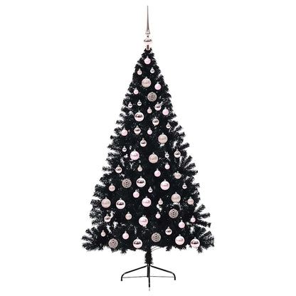 Albero di Natale artificiale con luci integrate Nero 180 cm PVC