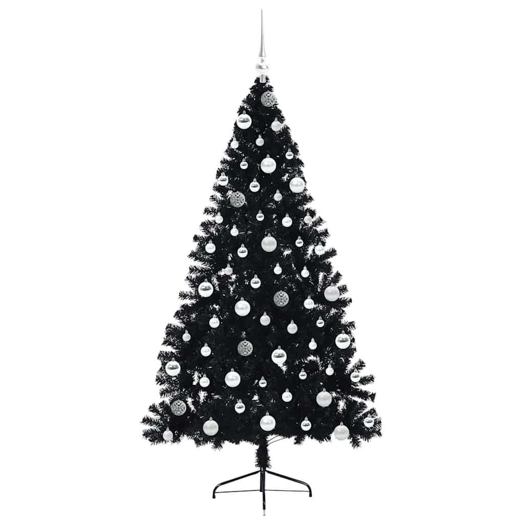 Albero di Natale artificiale con luci integrate Nero 180 cm PVC | homemem39