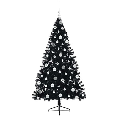 Albero di Natale artificiale con luci integrate Nero 180 cm PVC | homemem39