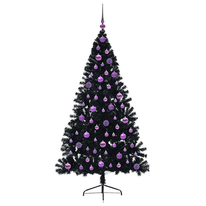 Albero di Natale artificiale con luci integrate Nero 180 cm PVC | homemem39