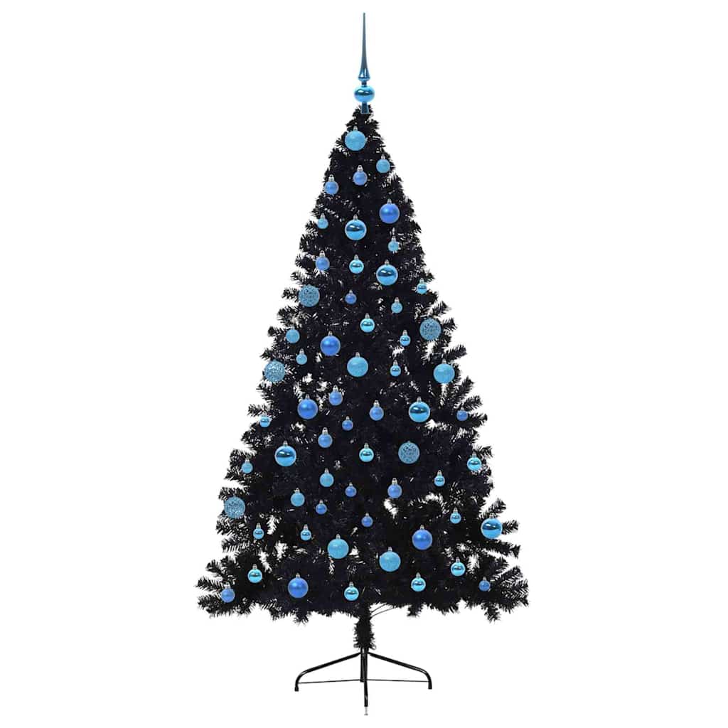 Albero di Natale artificiale con luci integrate Nero 180 cm PVC