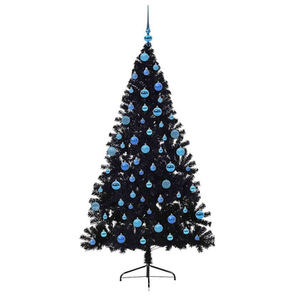 Albero di Natale artificiale con luci integrate Nero 180 cm PVC