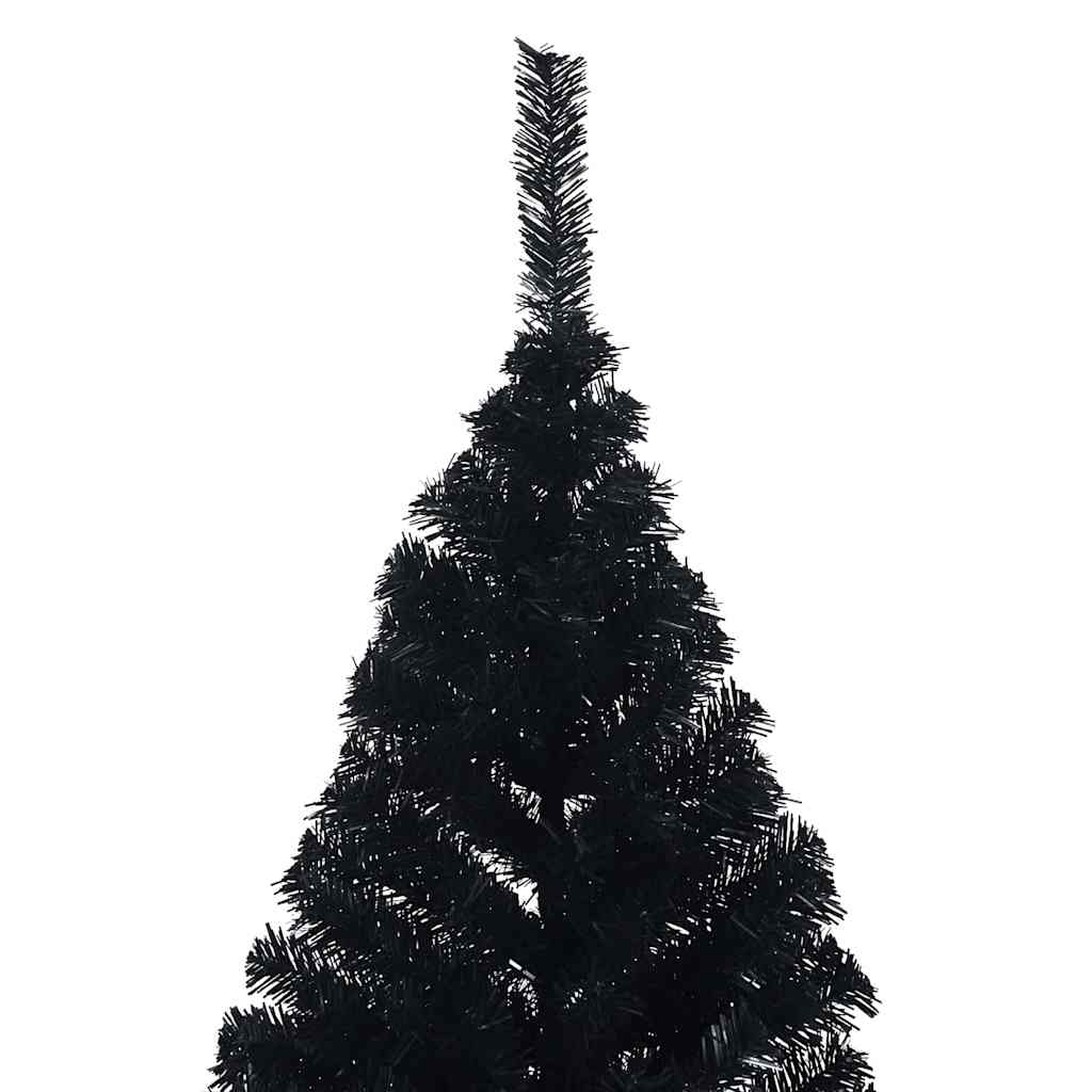 Albero di Natale artificiale con luci integrate Nero 210 cm PVC