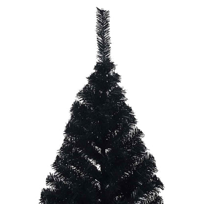 Albero di Natale artificiale con luci integrate Nero 210 cm PVC