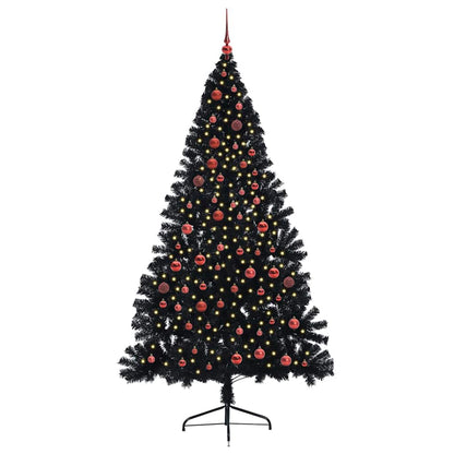 Albero di Natale artificiale con luci integrate Nero 210 cm PVC