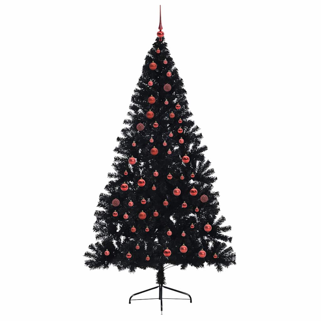 Albero di Natale artificiale con luci integrate Nero 210 cm PVC