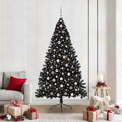 Albero di Natale artificiale con luci integrate Nero 210 cm PVC