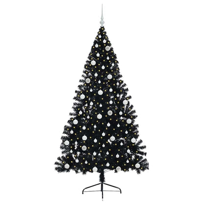 Albero di Natale artificiale con luci integrate Nero 210 cm PVC