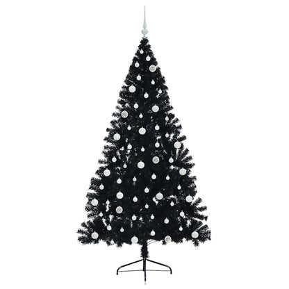 Albero di Natale artificiale con luci integrate Nero 210 cm PVC