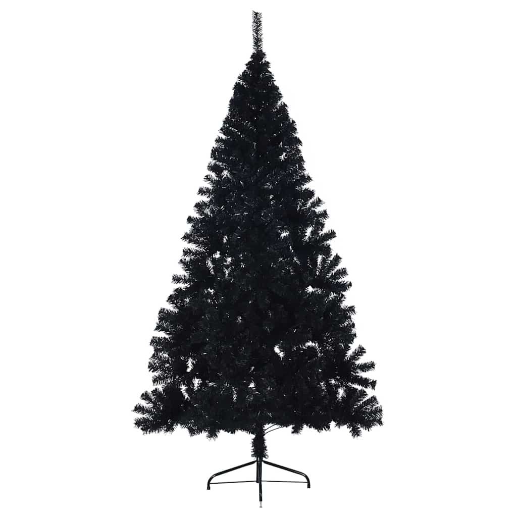 Albero di Natale artificiale con luci integrate Nero 210 cm PVC