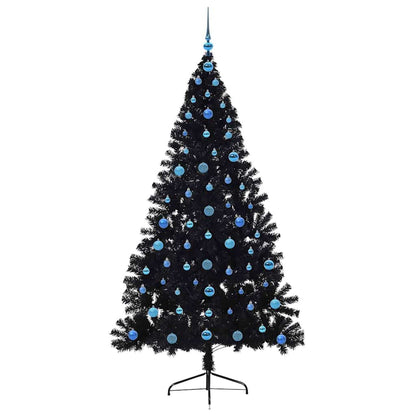 Albero di Natale artificiale con luci integrate Nero 210 cm PVC