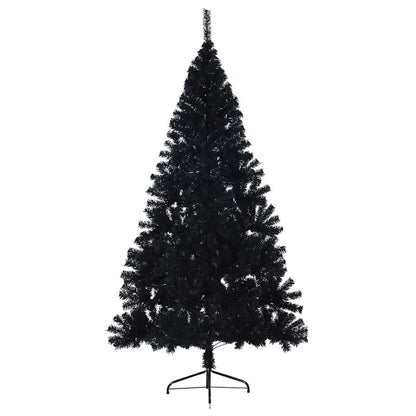 Albero di Natale artificiale con luci integrate Nero 210 cm PVC