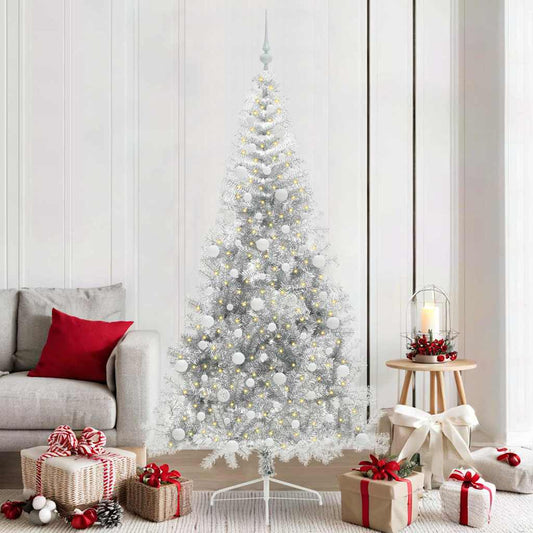 Albero di Natale artificiale con luci integrate Argento 210 cm