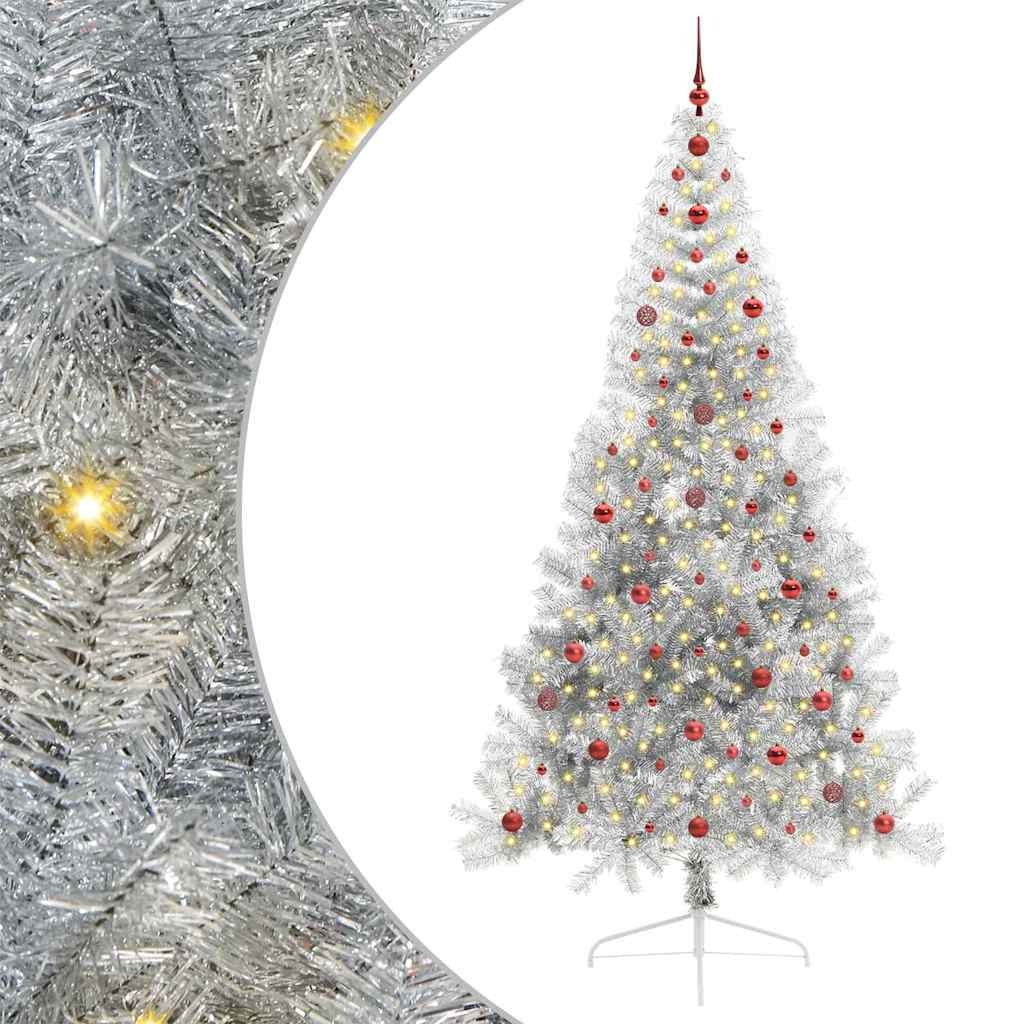 Albero di Natale artificiale con luci integrate Argento 240 cm
