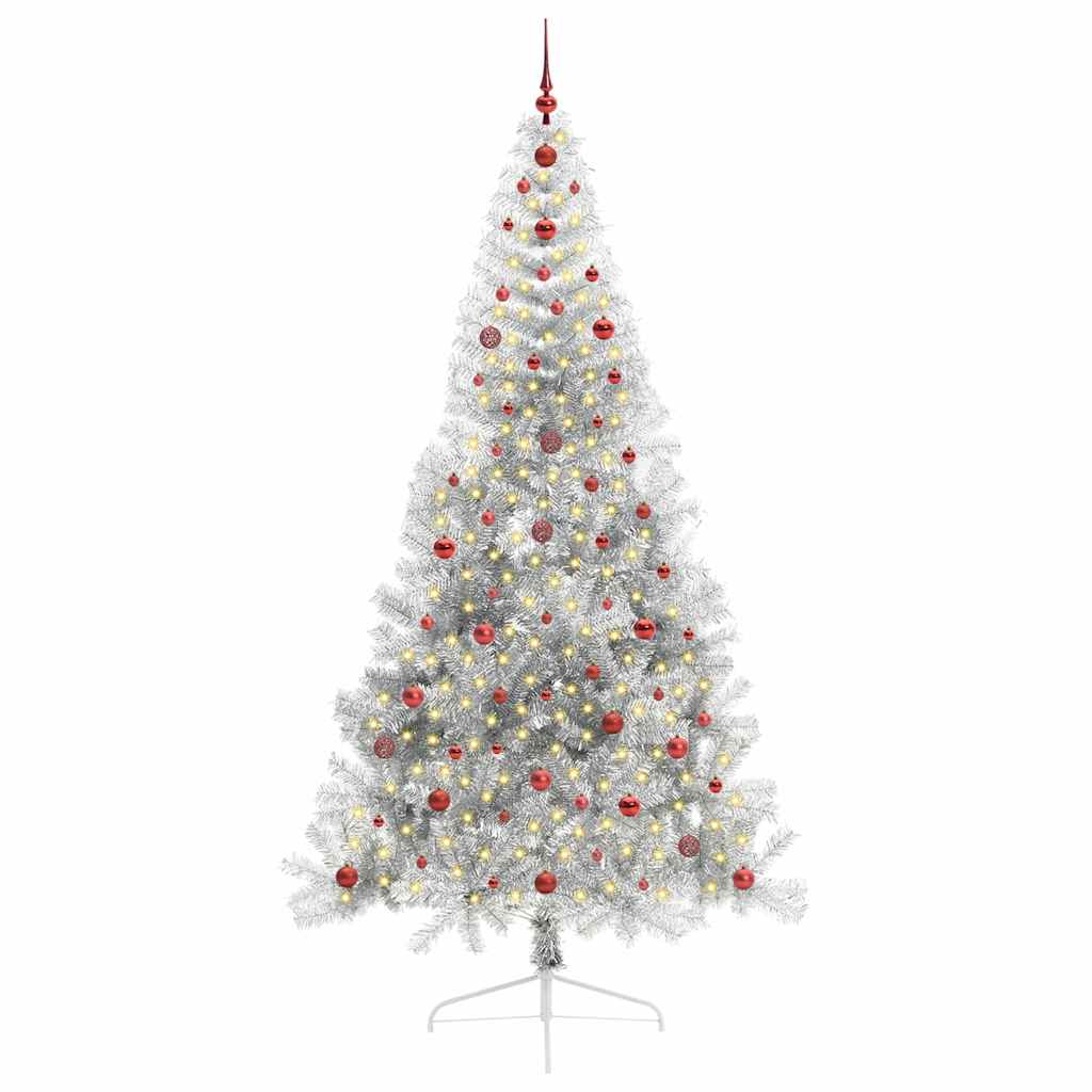 Albero di Natale artificiale con luci integrate Argento 240 cm