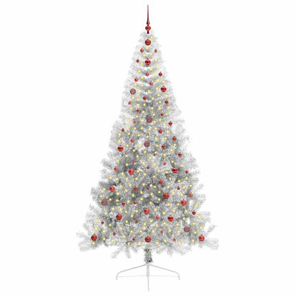 Albero di Natale artificiale con luci integrate Argento 240 cm