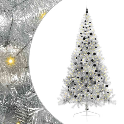 Albero di Natale artificiale con luci integrate Argento 240 cm