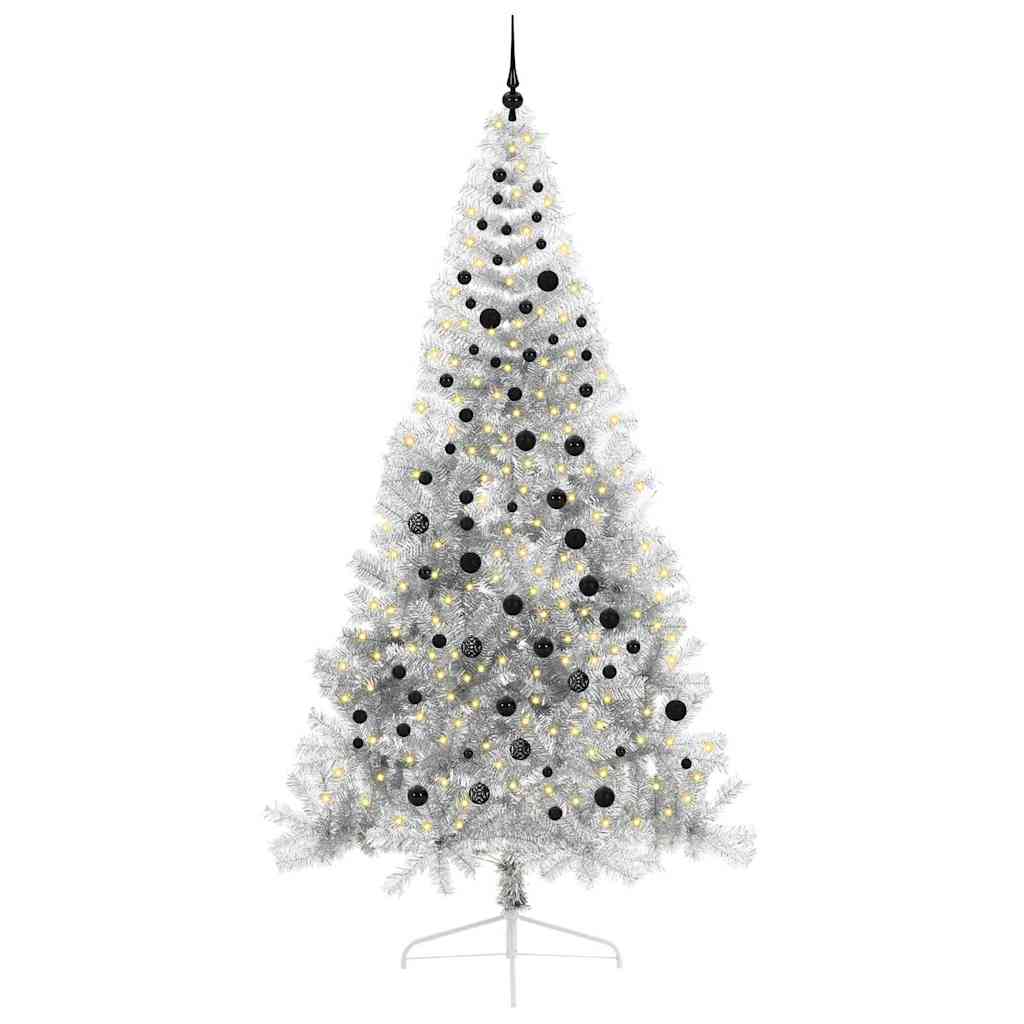 Albero di Natale artificiale con luci integrate Argento 240 cm