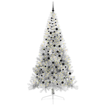 Albero di Natale artificiale con luci integrate Argento 240 cm