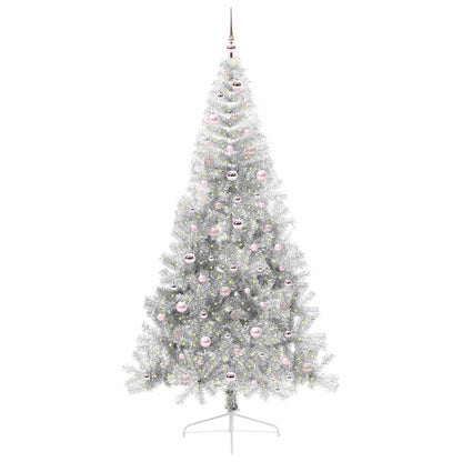 Albero di Natale artificiale con luci integrate Argento 240 cm