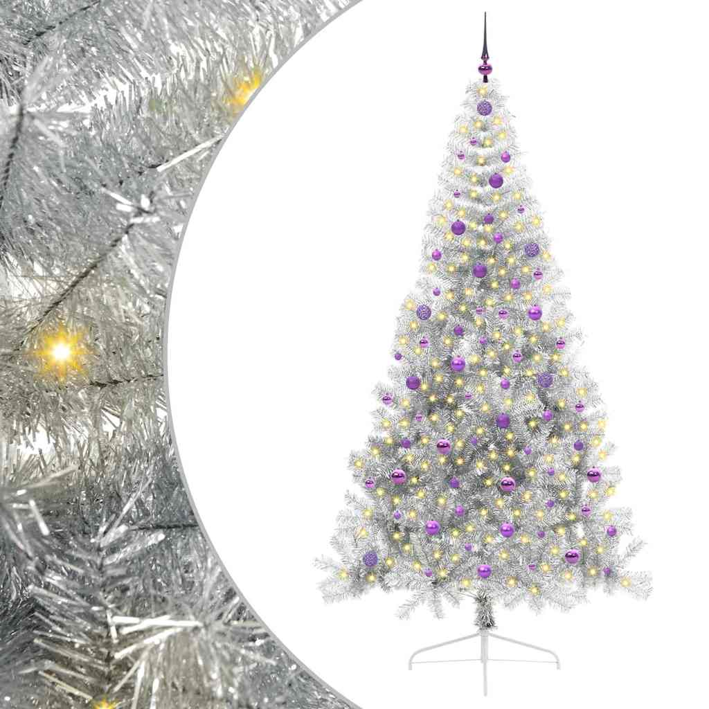 Albero di Natale artificiale con luci integrate Argento 240 cm